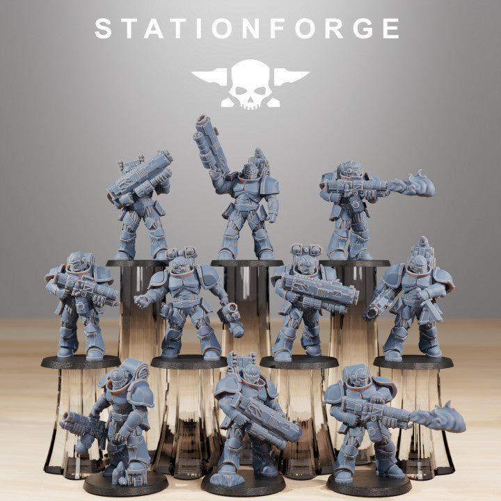 Space Knights Ravagers (10 Units), proxy miniature, squad, 28mm heroic scale unpainted resin