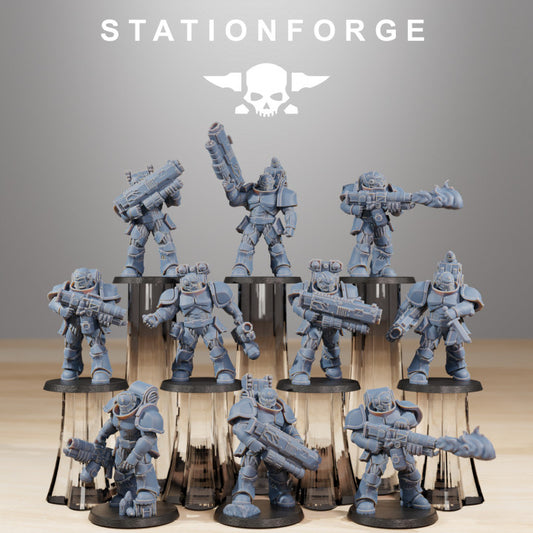 Space Knights Ravagers (10 Units), proxy miniature, squad, 28mm heroic scale unpainted resin