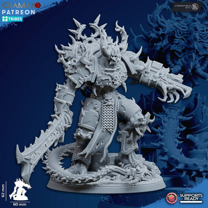 Dark Space Knights Demonic Lord, proxy miniature, character, 28mm heroic scale unpainted resin, view 2