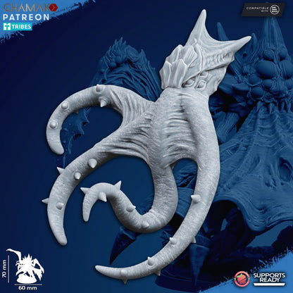 Bio Swarm Shrouded Reaper, proxy miniature, monster, 28mm heroic scale unpainted resin, view 4