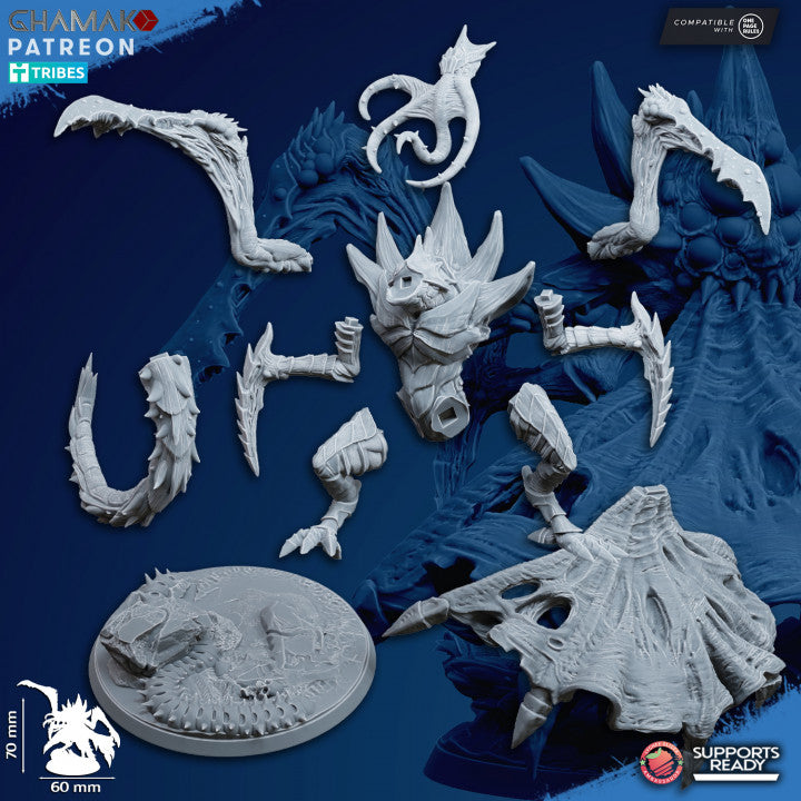 Bio Swarm Shrouded Reaper, proxy miniature, monster, 28mm heroic scale unpainted resin, view 2
