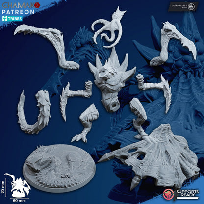Bio Swarm Shrouded Reaper, proxy miniature, monster, 28mm heroic scale unpainted resin, view 2