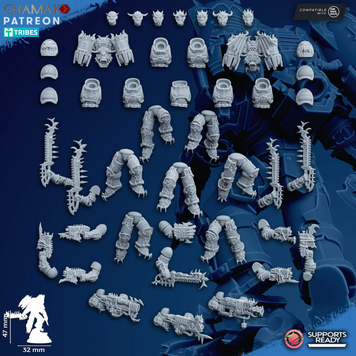 Dark Space Knights Chaos Vultures (10 Units), proxy miniature, squad, 28mm heroic scale unpainted resin, view 5