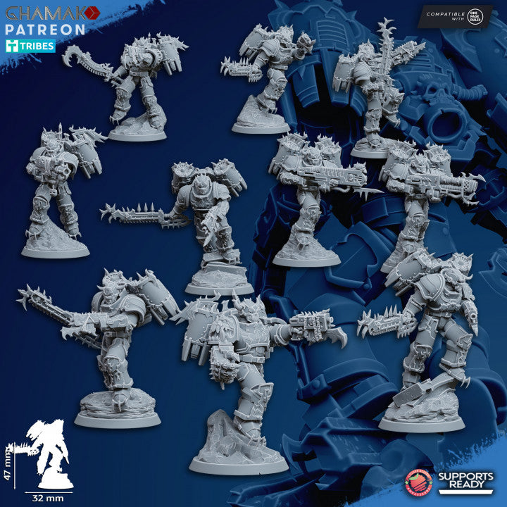 Dark Space Knights Chaos Vultures (10 Units), proxy miniature, squad, 28mm heroic scale unpainted resin