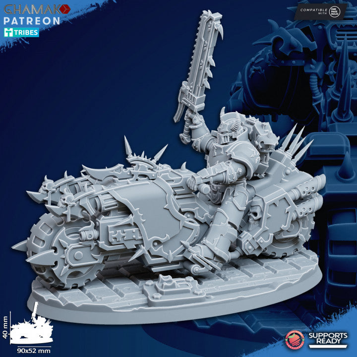 Dark Space Knights Traitor Bikes On Wheels (3 Units), proxy miniature, squad, 28mm heroic scale, view 4