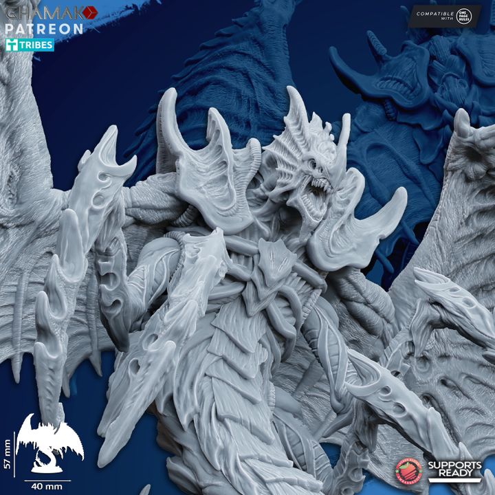 Bio Swarm Thanatax Bloodeater, proxy miniature, monster, 28mm heroic scale unpainted resin, view 4
