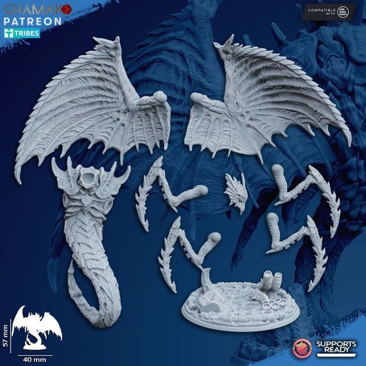 Bio Swarm Thanatax Bloodeater, proxy miniature, monster, 28mm heroic scale unpainted resin, view 5