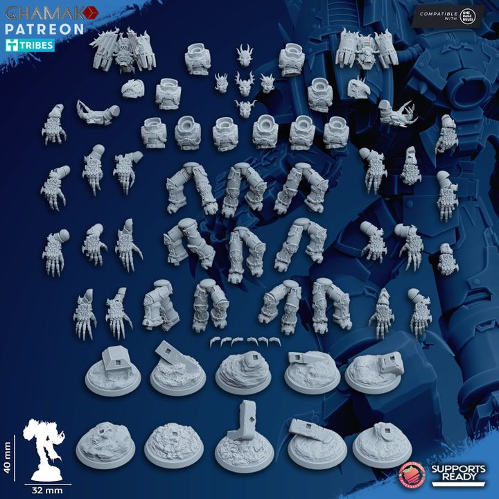 Dark Space Knights Warped Claws (10 Units), proxy miniature, squad, 28mm heroic scale unpainted resin, view 5