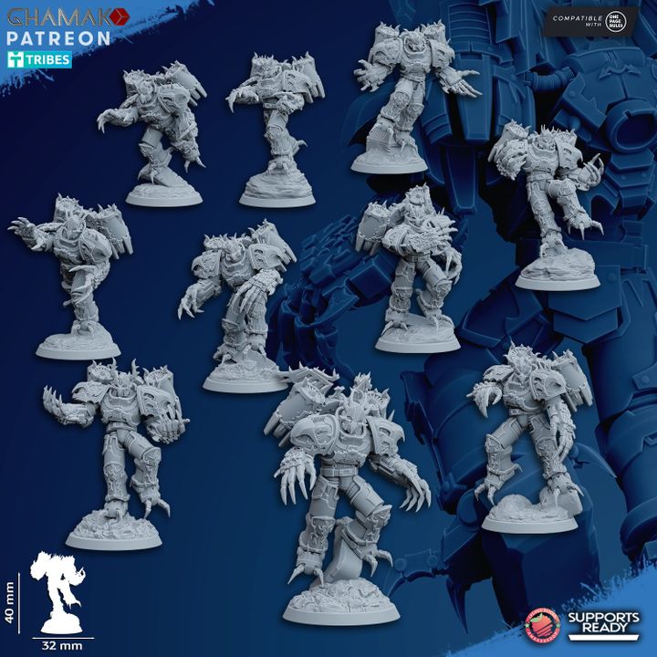 Dark Space Knights Warped Claws (10 Units), proxy miniature, squad, 28mm heroic scale unpainted resin