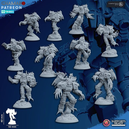 Dark Space Knights Warped Claws (10 Units), proxy miniature, squad, 28mm heroic scale unpainted resin