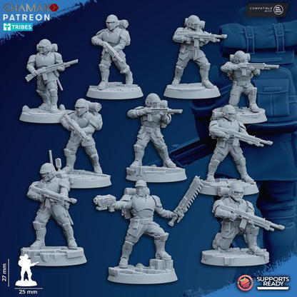 Imperial Army Freedom Guard Assault Troops Special Weapons (4 Units), 28mm heroic scale unpainted resin