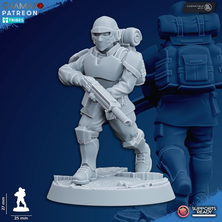 Imperial Army Freedom Guard Assault Troops (10 Units), 28mm heroic scale unpainted resin, view 3