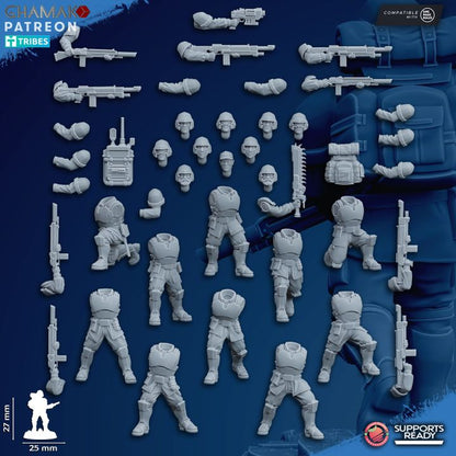 Imperial Army Freedom Guard Assault Troops Special Weapons (4 Units), 28mm heroic scale unpainted resin, view 6