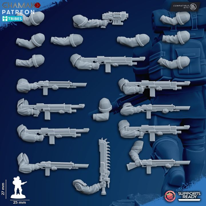 Imperial Army Freedom Guard Assault Troops Special Weapons (4 Units), 28mm heroic scale unpainted resin, view 5
