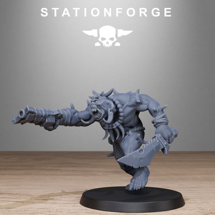 Orks Tribal Infantry, proxy miniature, 28mm heroic scale unpainted resin, view 7