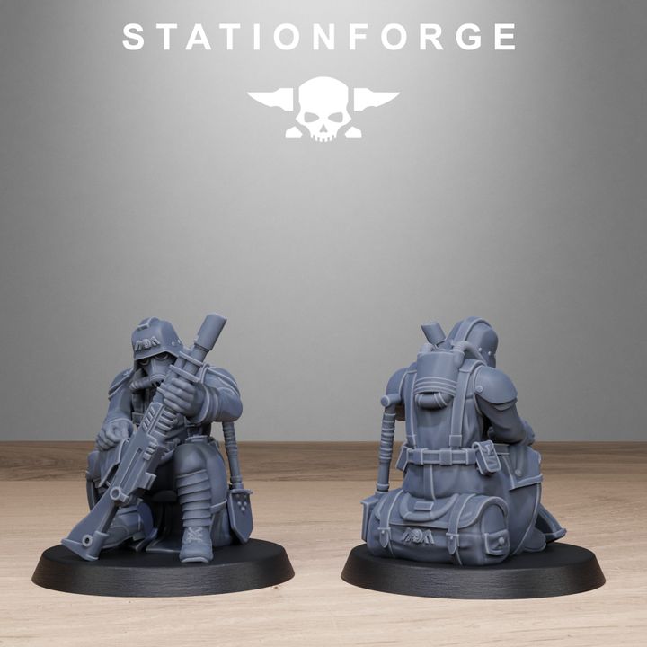 Grim Guard Chill Squad, Imperial Army proxy miniature, 28mm heroic scale unpainted resin, view 7