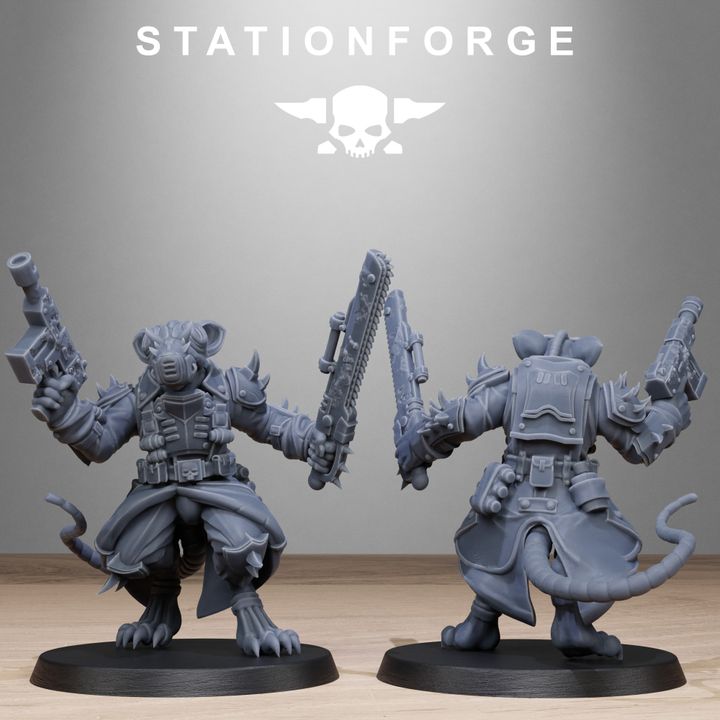 Dark Space Knights Guard Raticus, proxy miniature, infantry, 28mm heroic scale unpainted resin, view 9