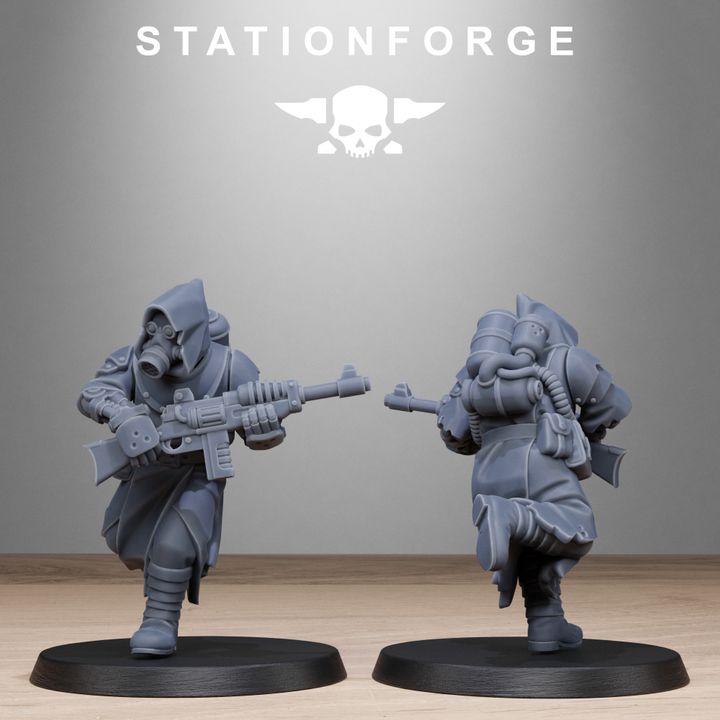 Scavenger Sanctum Infantry, Tech Priests proxy miniature, 28mm heroic scale unpainted resin, view 9