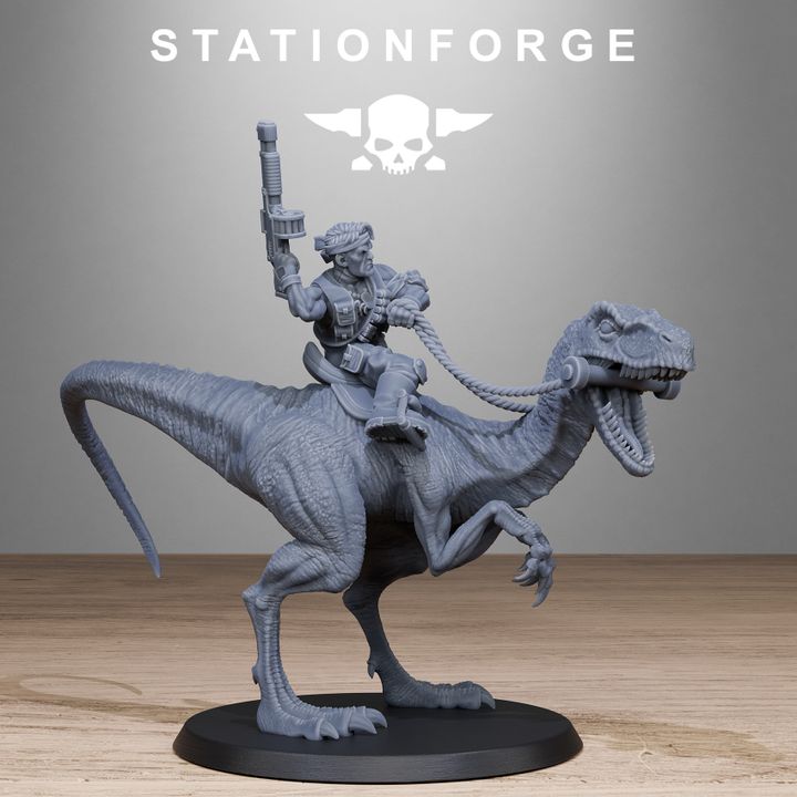 Grim Guard Jungle Raptors, Imperial Army proxy miniature, infantry, 28mm heroic scale unpainted resin, view 9