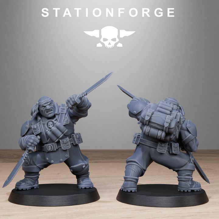 Grim Guard Jungle Fighter Mutants, Imperial Army proxy miniature, infantry, 28mm heroic scale unpainted resin, view 6