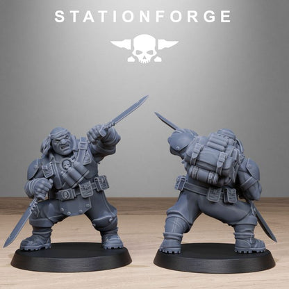 Grim Guard Jungle Fighter Mutants, Imperial Army proxy miniature, infantry, 28mm heroic scale unpainted resin, view 6