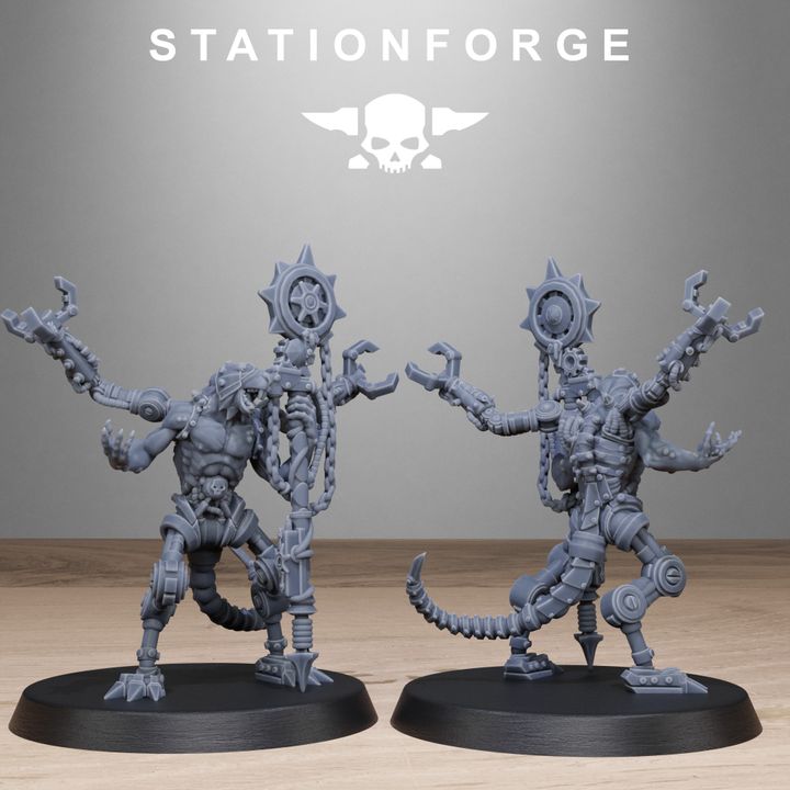 Raticus Technoclaw, Tech Priests proxy miniature, 28mm heroic scale unpainted resin, view 6