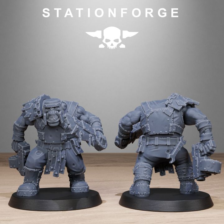 Orks Bros Infantry, proxy miniature, 28mm heroic scale unpainted resin, view 6
