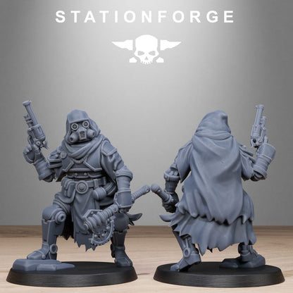 Scavenger Tech Magicians, Tech Priests proxy miniature, 28mm heroic scale unpainted resin, view 7