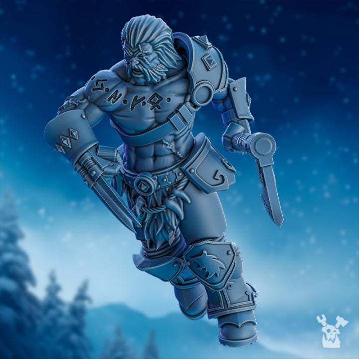 Wolf Knights Berserker Squad, proxy miniature, 28mm heroic scale unpainted resin, view 8