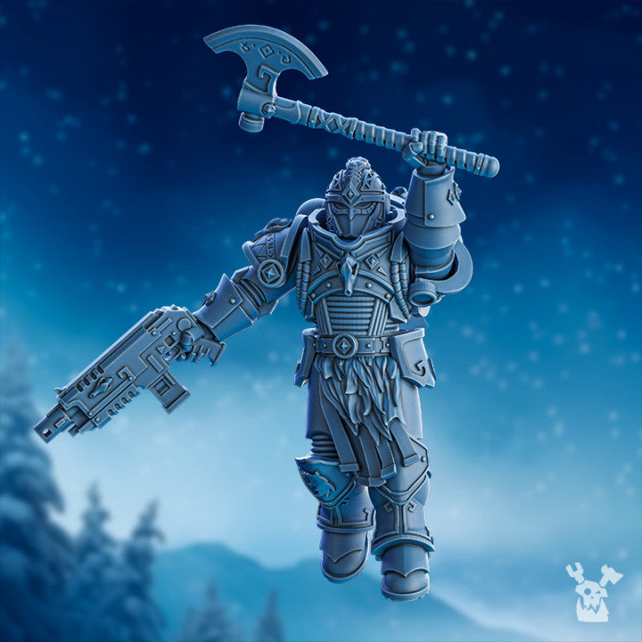 Wolf Knights Tempest Wolves Squad, proxy miniature, 28mm heroic scale unpainted resin, view 4