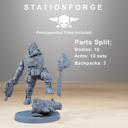 Grim Guard Hunters, Imperial Army proxy miniature, infantry, 28mm heroic scale unpainted resin, view 6