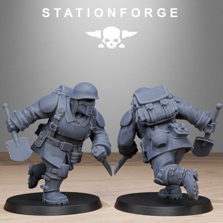 Free Guard Mutant Sisters, Imperial Army proxy miniature, infantry, 28mm heroic scale unpainted resin, view 10