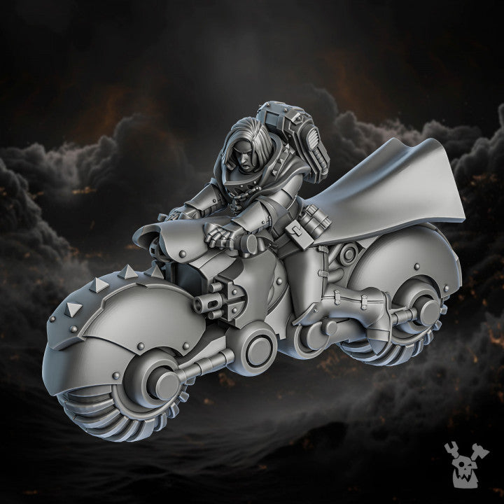 Battle Sisters Biker Sisters Squad, proxy miniature, 28mm heroic scale unpainted resin, view 10