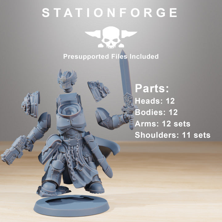 Space Knights Reinforcers (12 Units), proxy miniature, squad, 28mm heroic scale unpainted resin, view 8