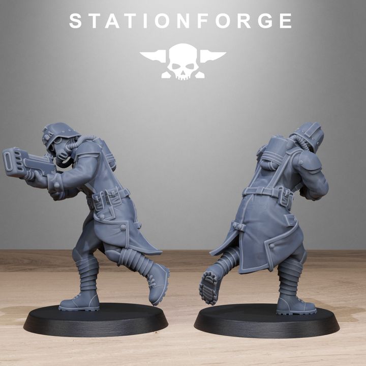 Grim Guard Sisters, Battle Sisters proxy miniature, infantry, 28mm heroic scale unpainted resin, view 9