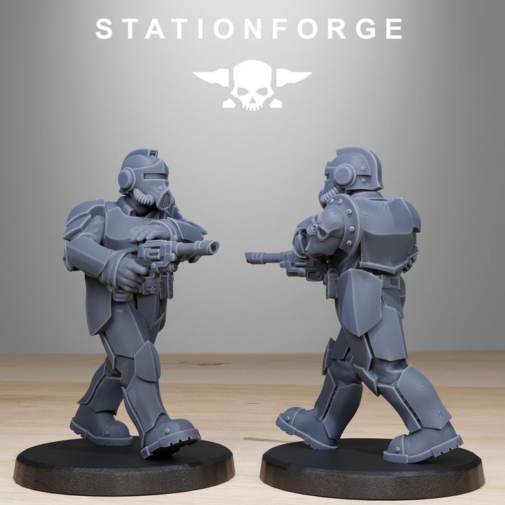 Imperial Army Grim Guard Enforcers (11 Units), 28mm heroic scale unpainted resin, view 5