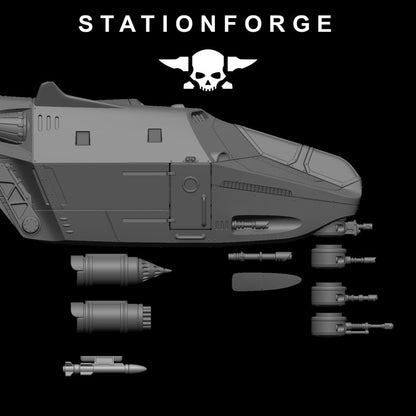 Vaskar Dropship, Imperial Army proxy miniature, 28mm heroic scale unpainted resin, view 9