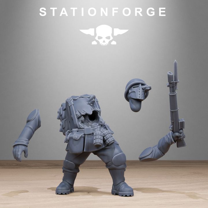 Free Guard Fallen, Imperial Army proxy miniature, infantry, 28mm heroic scale unpainted resin, view 2