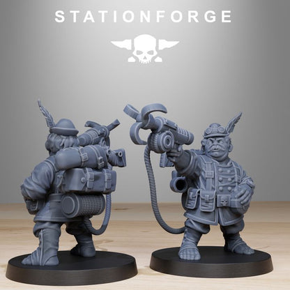 Grim Guard Skulldart Trappers, Imperial Army proxy miniature, infantry, 28mm heroic scale unpainted resin, view 9