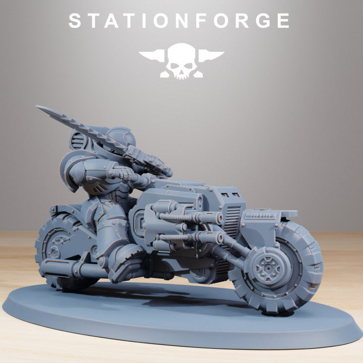 Space Knights Bikers (10 Units), proxy miniature, squad, 28mm heroic scale unpainted resin, view 2