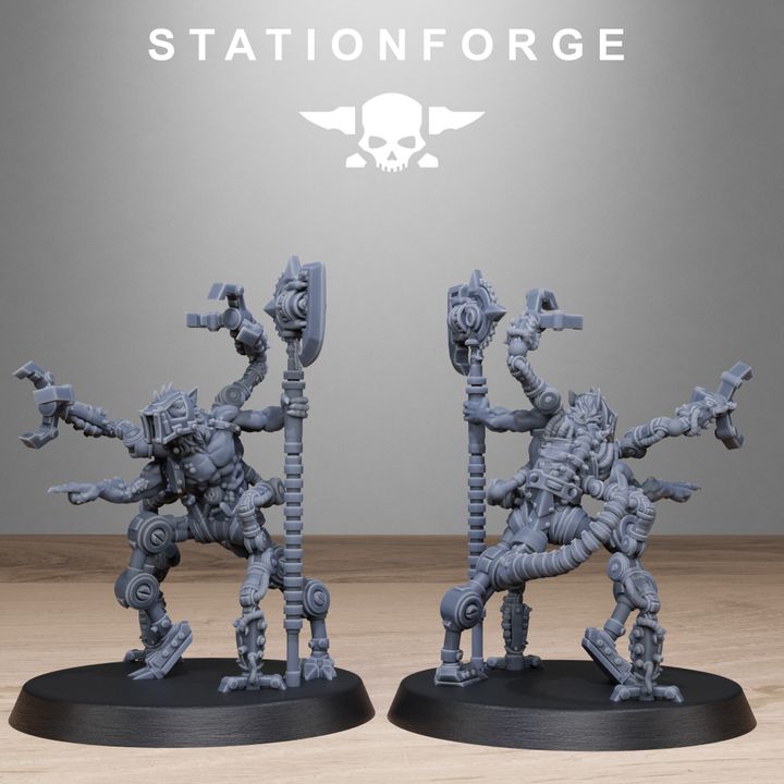 Raticus Technoclaw, Tech Priests proxy miniature, 28mm heroic scale unpainted resin, view 3