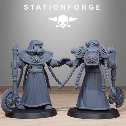 Grim Guard Tech Engineers, Imperial Army proxy miniature, character, 28mm heroic scale unpainted resin, view 5