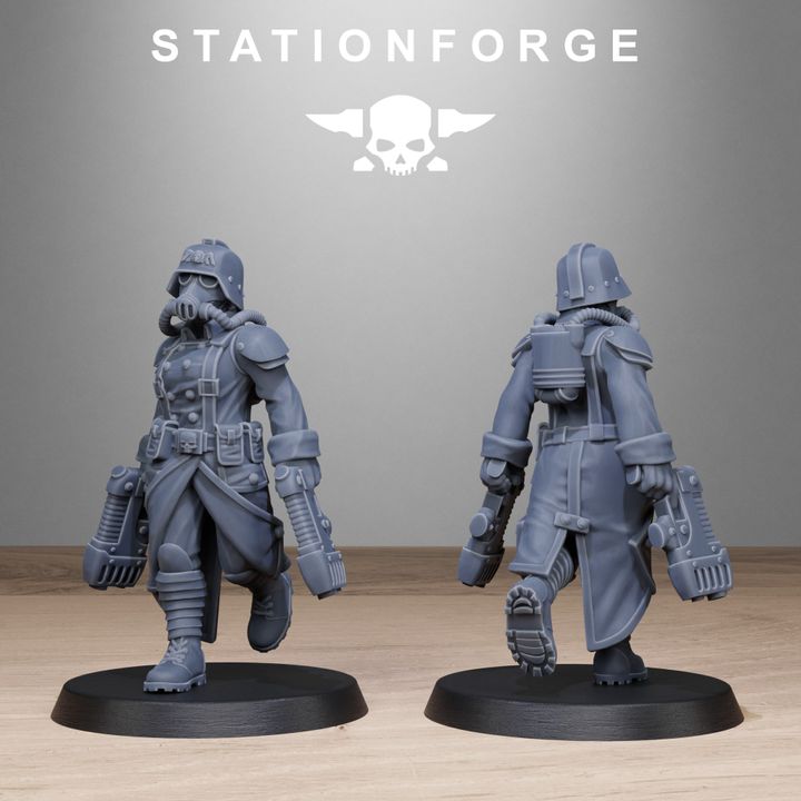Grim Guard Sisters, Battle Sisters proxy miniature, infantry, 28mm heroic scale unpainted resin, view 8