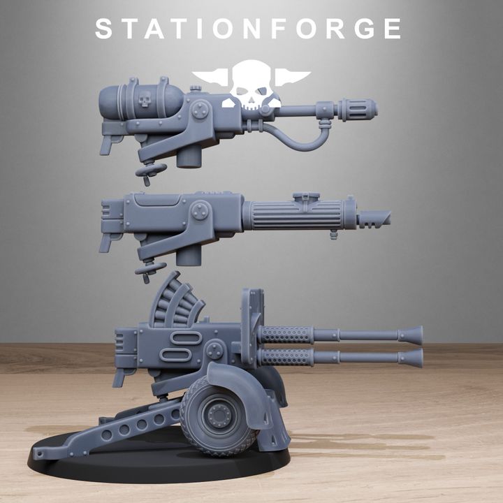 Free Guard Light Machine Gun, Imperial Army proxy miniature, artillery, 28mm heroic scale unpainted resin, view 7