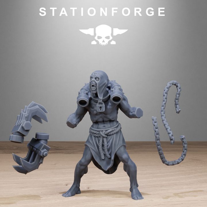 Dark Space Knights Guard Butchers, proxy miniature, infantry, 28mm heroic scale unpainted resin, view 2