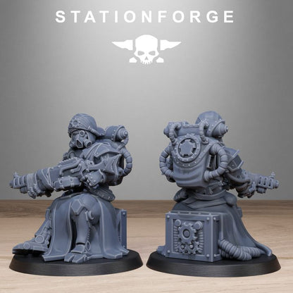Scavenger Scorchers, Tech Priests proxy miniature, 28mm heroic scale unpainted resin, view 7