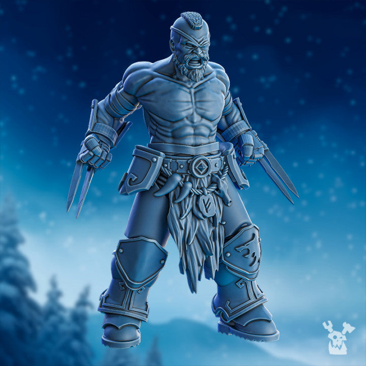 Wolf Knights Berserker Squad, proxy miniature, 28mm heroic scale unpainted resin, view 5