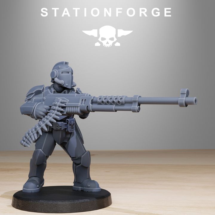 Imperial Army Grim Guard Enforcers (11 Units), 28mm heroic scale unpainted resin, view 9