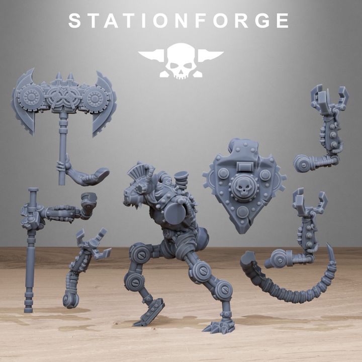 Raticus Technoclaw, Tech Priests proxy miniature, 28mm heroic scale unpainted resin, view 2