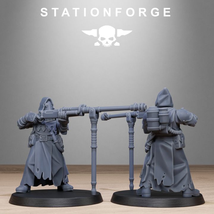 Scavenger Sanctum Infantry, Tech Priests proxy miniature, 28mm heroic scale unpainted resin, view 10